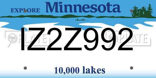 IZ2Z992 Minnesota License Plate
