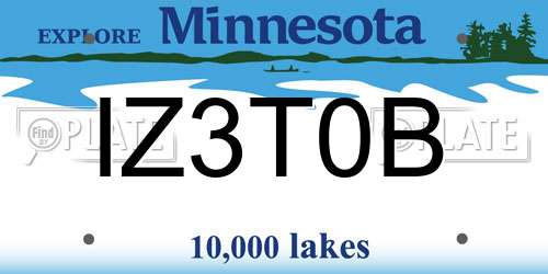 IZ3T0B Minnesota License Plate