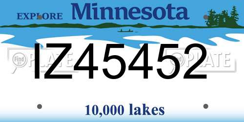 IZ45452 Minnesota License Plate