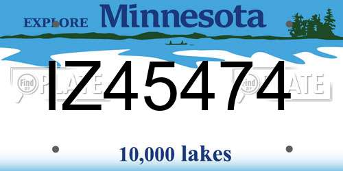 IZ45474 Minnesota License Plate
