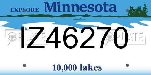 IZ46270 Minnesota License Plate