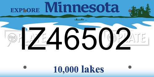 IZ46502 Minnesota License Plate
