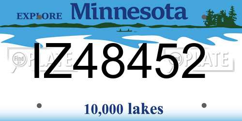 IZ48452 Minnesota License Plate