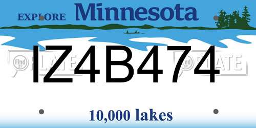 IZ4B474 Minnesota License Plate