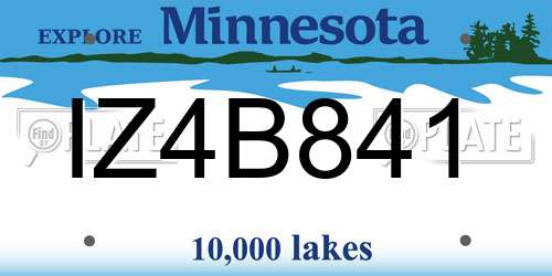 IZ4B841 Minnesota License Plate