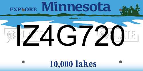 IZ4G720 Minnesota License Plate