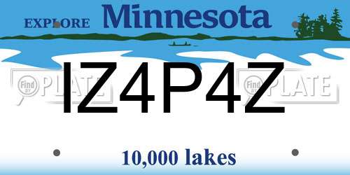 IZ4P4Z Minnesota License Plate