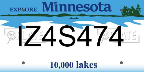 IZ4S474 Minnesota License Plate