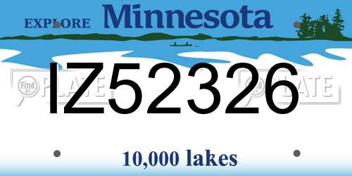 IZ52326 Minnesota License Plate