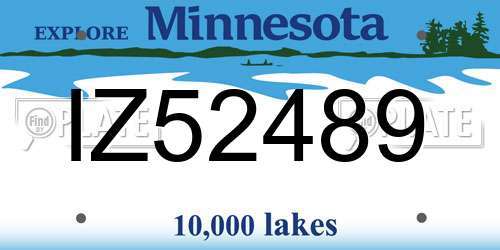IZ52489 Minnesota License Plate