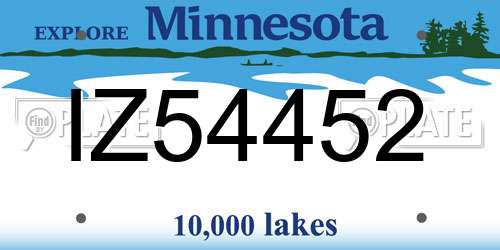 IZ54452 Minnesota License Plate