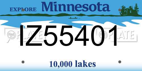 IZ55401 Minnesota License Plate