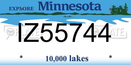IZ55744 Minnesota License Plate