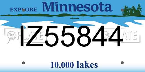 IZ55844 Minnesota License Plate