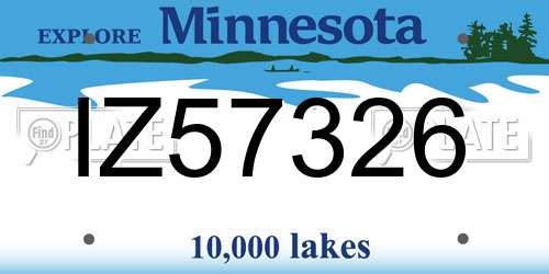 IZ57326 Minnesota License Plate