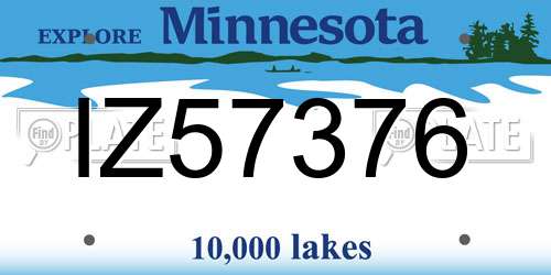 IZ57376 Minnesota License Plate