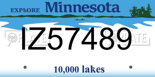 IZ57489 Minnesota License Plate