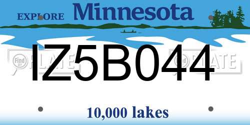 IZ5B044 Minnesota License Plate