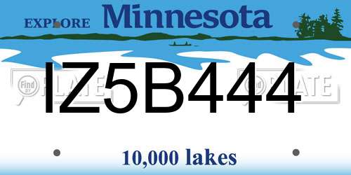 IZ5B444 Minnesota License Plate