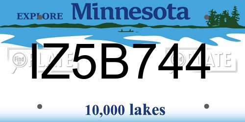 IZ5B744 Minnesota License Plate