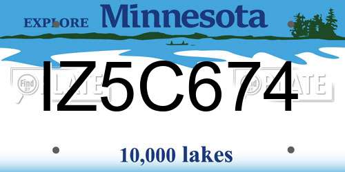 IZ5C674 Minnesota License Plate