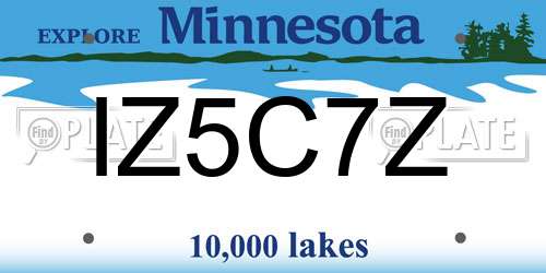 IZ5C7Z Minnesota License Plate