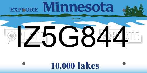 IZ5G844 Minnesota License Plate
