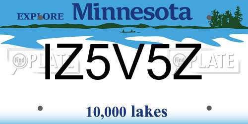 IZ5V5Z Minnesota License Plate