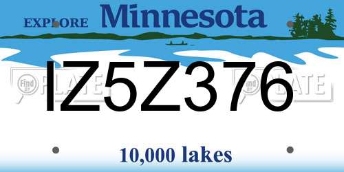 IZ5Z376 Minnesota License Plate