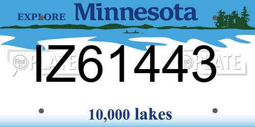 IZ61443 Minnesota License Plate