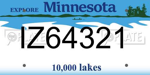 IZ64321 Minnesota License Plate
