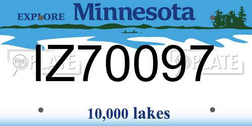 IZ70097 Minnesota License Plate