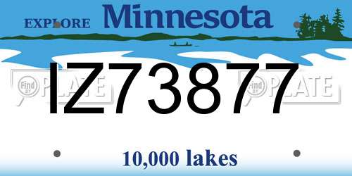 IZ73877 Minnesota License Plate