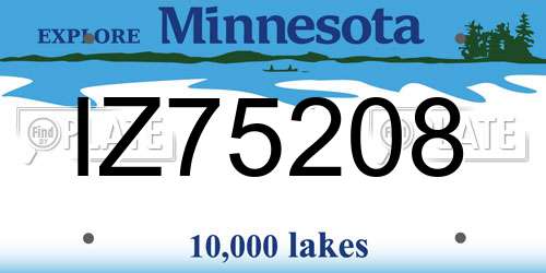 IZ75208 Minnesota License Plate