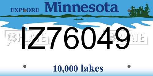 IZ76049 Minnesota License Plate