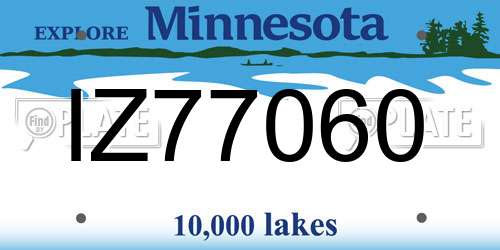 IZ77060 Minnesota License Plate