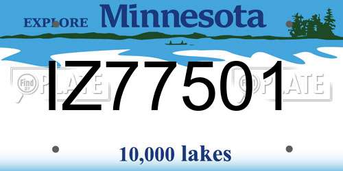 IZ77501 Minnesota License Plate