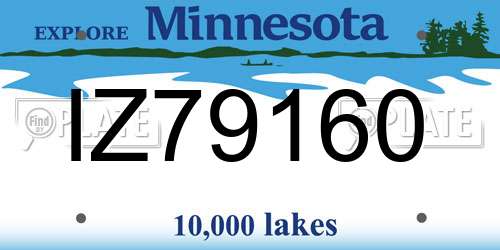 IZ79160 Minnesota License Plate