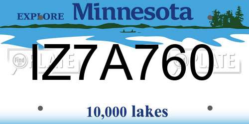 IZ7A760 Minnesota License Plate
