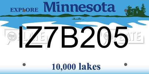 IZ7B205 Minnesota License Plate