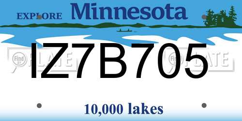 IZ7B705 Minnesota License Plate