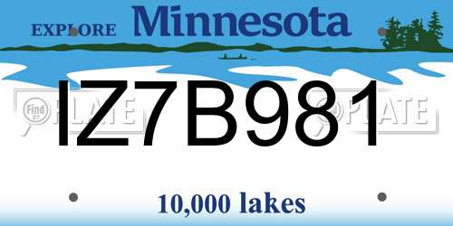 IZ7B981 Minnesota License Plate