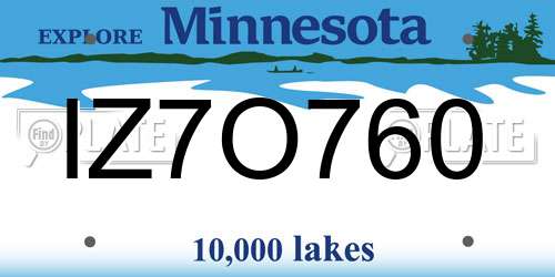 IZ7O760 Minnesota License Plate