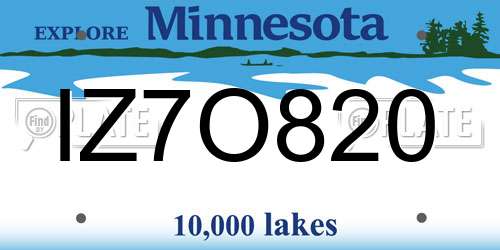 IZ7O820 Minnesota License Plate