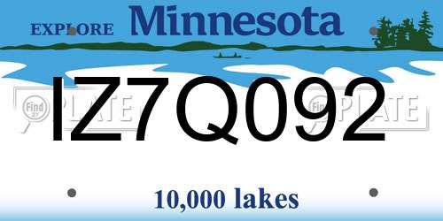 IZ7Q092 Minnesota License Plate