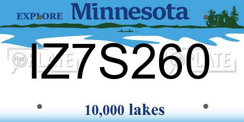 IZ7S260 Minnesota License Plate