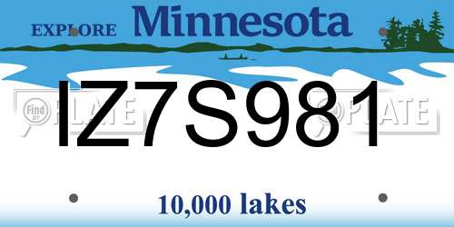 IZ7S981 Minnesota License Plate