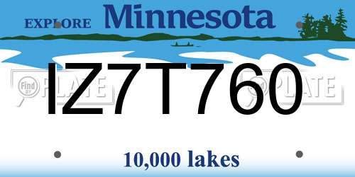 IZ7T760 Minnesota License Plate