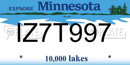 IZ7T997 Minnesota License Plate