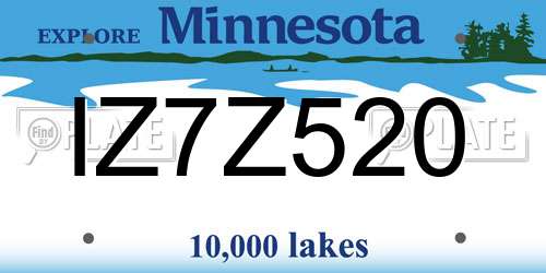 IZ7Z520 Minnesota License Plate